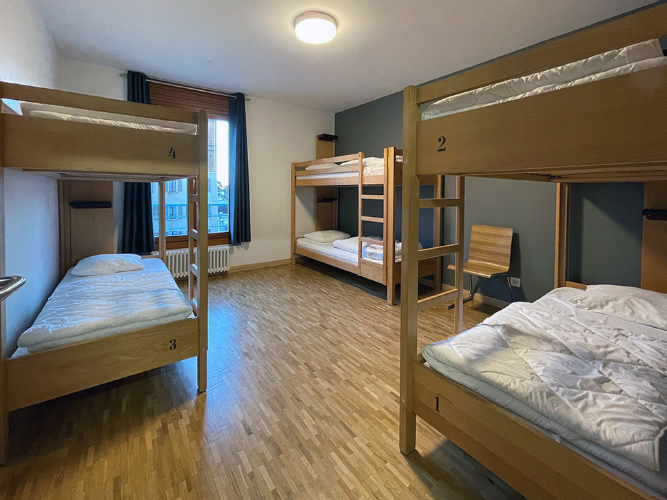 6-bed dormitories with shared bathroom
